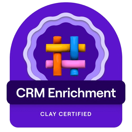 Clay CRM enrichment certification badge.